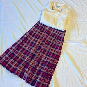 Vintage Pendleton Petite 100% Virgin Wool Long Pleated Skirt